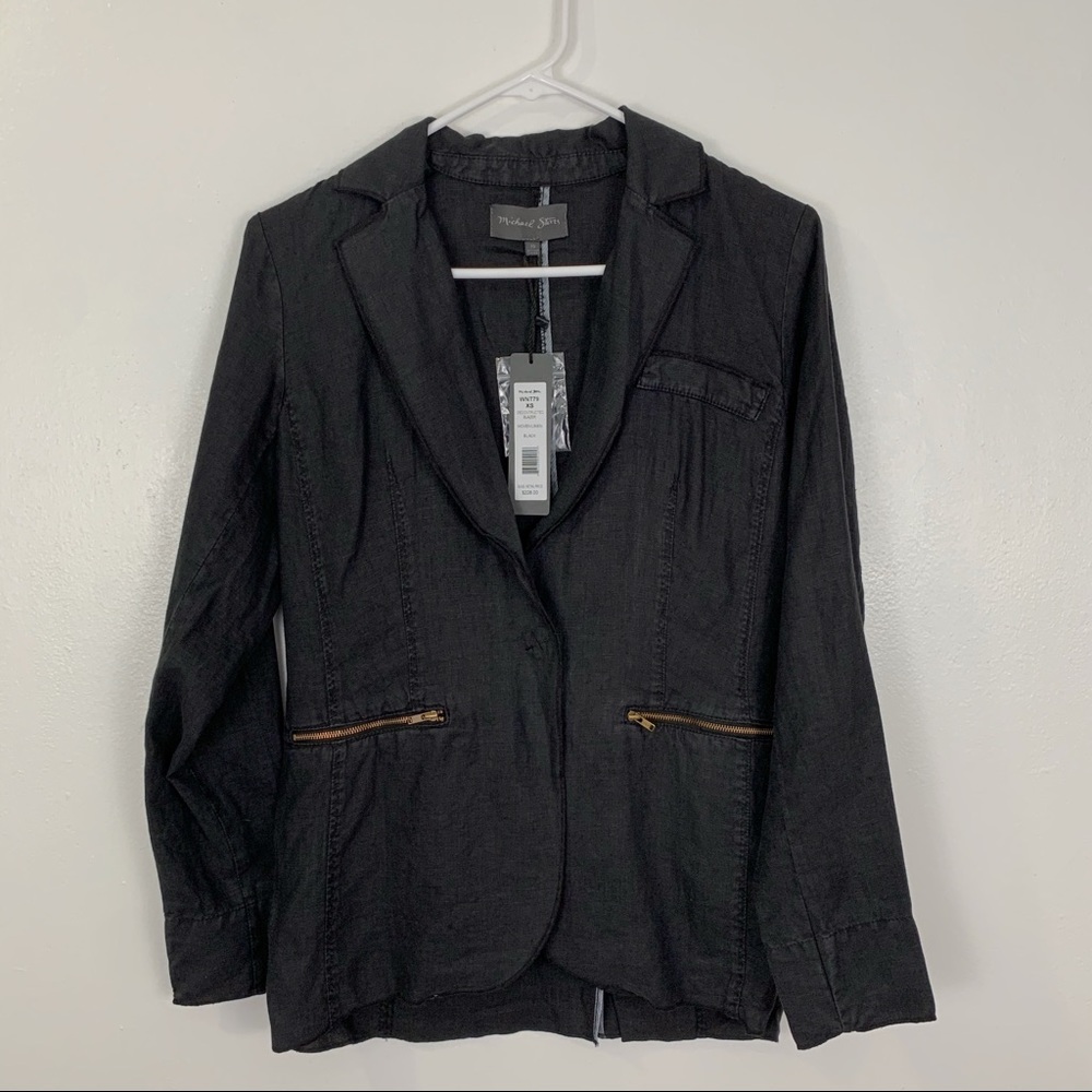 Michael Stars black deconstructed linen blazer size XS